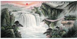 【幸運星】純手繪 國畫 聚寶盆 山水畫 純手繪 風水畫 招財 化煞 擋樑壓 小六尺畫芯 6014 歷史價格詳細信息