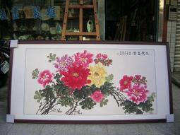 [ 丁銘畫廊 ]   牡丹花 - 花開富貴 - 花瓶 平安 富貴 招來富貴 平安-純手工畫-油畫原作品- 含裱框價格 歷史價格詳細信息