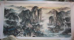 『府城畫廊-手繪國畫』山水畫－左右進財圖－旭日東昇－高質感畫作－90x180－(名師手繪真跡：周毅群)－ 歷史價格詳細信息