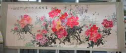 『府城畫廊-手繪國畫』牡丹花－百子圖－65x125－(含框價，可換框)－ 歷史價格詳細信息