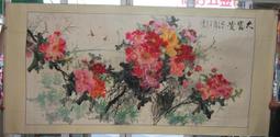 『府城畫廊-手繪國畫』牡丹花－花開富貴－90x210－(含框價，可換框)－有實體店面－請查看關於我聯繫－ 歷史價格詳細信息