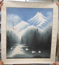 『府城畫廊-手繪國畫』白鶴－風景畫－80x85－(可加框)－有實體店面－請查看關於我聯繫－ 歷史價格詳細信息