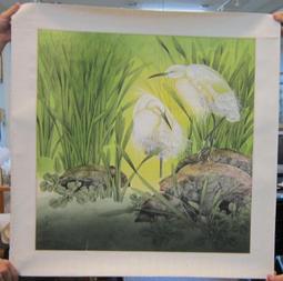 『府城畫廊-手繪國畫』白鶴－風景畫－80x85－(可加框)－有實體店面－請查看關於我聯繫－ 歷史價格詳細信息