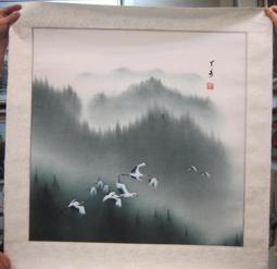 『府城畫廊-手繪國畫』白鶴－風景畫－80x85－(可加框)－有實體店面－請查看關於我聯繫－ 歷史價格詳細信息