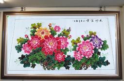 『府城畫廊-手繪國畫』牡丹花－花開富貴－90x210－(含框價，可換框)－有實體店面－請查看關於我聯繫－ 歷史價格詳細信息