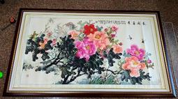 『府城畫廊-手繪國畫』牡丹花－花開富貴－90x210－(含框價，可換框)－有實體店面－請查看關於我聯繫－ 歷史價格詳細信息