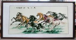 『府城畫廊-手繪國畫』八駿馬－八駿圖－馬到成功－64x124－(含框價，可換框)－有實體店面－請查看關於我聯繫AB162 歷史價格詳細信息