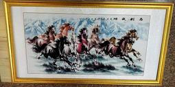 『府城畫廊-手繪國畫』八駿馬－八駿圖－馬到成功－64x124－(含框價，可換框)－有實體店面－請查看關於我聯繫AB164 歷史價格詳細信息