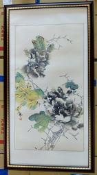 『府城畫廊-手繪國畫』牡丹花－花開富貴－90x210－(含框價，可換框)－有實體店面－請查看關於我聯繫－ 歷史價格詳細信息