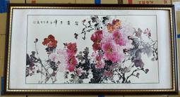 『府城畫廊-手繪國畫』牡丹花－花開富貴－90x210－(含框價，可換框)－有實體店面－請查看關於我聯繫－ 歷史價格詳細信息