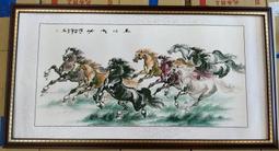 『府城畫廊-手繪國畫』八駿馬－八駿圖－馬到成功－64x124－(含框價，可換框)－有實體店面－請查看關於我聯繫AB163 歷史價格詳細信息