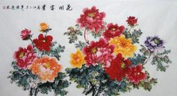 【幸運星】國畫 風水畫 純手繪 牡丹 花 開運 招 桃花 夫妻和睦 招財 無框畫120*240cm 畫芯 A188-１ 歷史價格詳細信息