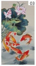【幸運星】風水畫 荷花 九魚圖 純手繪 國畫 鳥畫 四尺 風水魚  連年有餘 開運 招財 A130-4T-4 歷史價格詳細信息