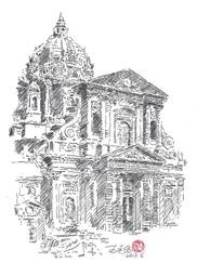 【大橋小舖】法國亞眠大教堂 (鋼筆素描) | 王廷俊真跡畫作 / 23.8X30.8公分(附框) 歷史價格詳細信息