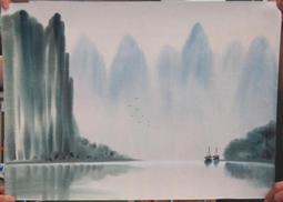 『府城畫廊-手繪水彩畫』桂林山水畫－畫風獨特－創作畫－39x53－(可加框)－有實體店面－請查看關於我聯繫－ 歷史價格詳細信息