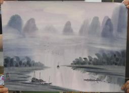 『府城畫廊-手繪水彩畫』桂林山水畫－畫風獨特－創作畫－39x53－(可加框)－有實體店面－請查看關於我聯繫－ 歷史價格詳細信息