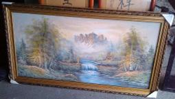 風景油畫長6尺3 高3尺3，因手機差 拍得不清，可現場來鑑賞，商品內容有詳細說明，賤售18888元。 歷史價格詳細信息