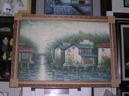 [ 丁銘畫廊 ] 構圖特別- 刀畫 特殊 佳作- 抽像畫-直式 橫式 都可- 純手工畫 - 油畫原作品 - 含框裱好價格 歷史價格詳細信息