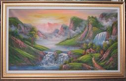 『府城畫廊-手繪國畫』山水畫－左流－源遠流長－高質感畫作－125x210(含框價)－有實體店面，請看關於我聯繫－AF28 歷史價格詳細信息