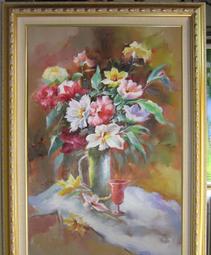 『府城畫廊-手繪國畫』牡丹花－花開富貴－90x210－(含框價，可換框)－有實體店面－請查看關於我聯繫－ 歷史價格詳細信息