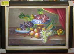 『府城畫廊-手繪油畫』豐收－遍地黃金－滿載而歸－五路進財－75x150－(會繃內架)－有實體店面－我們店有在裱框C143 歷史價格詳細信息