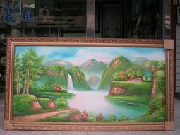 [ 丁銘畫廊 ] 靠山圖 -五路財神-聚寶盆-聚財圖-步步高升-事事有出路-- 純手工畫- 油畫原作品- 含框裱好價格 歷史價格詳細信息