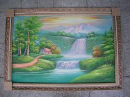 [ 丁銘畫廊 ] 雙層 進財圖-田園 黃金-靠山圖-步步高昇- 事事有出路-筆法細緻-純手工畫-油畫原作品-含框裱好價格 歷史價格詳細信息