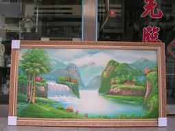 [ 丁銘畫廊 ] 靠山圖 -五路財神-聚寶盆-聚財圖-步步高升-事事有出路-- 純手工畫- 油畫原作品- 含框裱好價格 歷史價格詳細信息