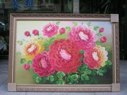 [ 丁銘畫廊 ] 牡丹花 - 花開富貴 - 富貴花 可招來富貴 - 純手工畫 - 國畫原作品- 含框裱好價格-大尺寸 歷史價格詳細信息