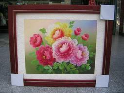 [ 丁銘畫廊 ] 牡丹花 - 花開富貴 - 鬱金香 - 花瓶 平安 富貴 - 純手工畫 - 油畫原作品 -含裱框價格 歷史價格詳細信息