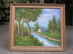 [ 丁銘畫廊 ]靠山圖 步步高升 細水長流 聚寶盆-聚財圖-事事有出路-純手工畫油畫原作品含框 大尺寸 歷史價格詳細信息