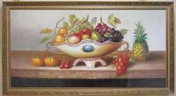 『府城畫廊-手繪油畫』大豐收－水果靜物畫－筆法細膩獨特－70x80(含框價)－另有油畫國畫讓您挑選－有實體店面G1369 歷史價格詳細信息