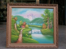 [ 丁銘畫廊 ]靠山圖 步步高升 細水長流 聚寶盆-聚財圖-事事有出路-純手工畫油畫原作品含框 大尺寸 歷史價格詳細信息