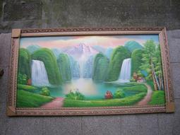 [ 丁銘畫廊 ] 雙層 進財圖-田園 黃金-靠山圖-步步高昇- 事事有出路-筆法細緻-純手工畫-油畫原作品-含框裱好價格 歷史價格詳細信息