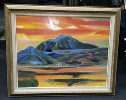 油畫--高山稻田農舍 /2手 歷史價格詳細信息