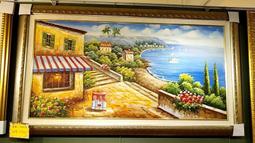 『府城畫廊-手繪油畫』歐風－地中海－風景畫－筆法細膩－60x120－(可加框)－有實體店面，請看關於我聯繫-D536 歷史價格詳細信息