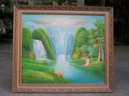 [ 丁銘畫廊 ]靠山圖 步步高升 細水長流 聚寶盆-聚財圖-事事有出路-純手工畫油畫原作品含框 大尺寸 歷史價格詳細信息