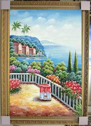 『府城畫廊-手繪油畫』歐風－地中海－風景畫－筆法細膩－60x120－(可加框)－有實體店面，請看關於我聯繫-D536 歷史價格詳細信息