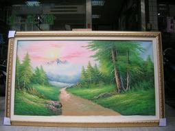 [ 丁銘畫廊 ] 旭日東昇-靠山圖 - 帶財 進財圖 -步步高升- 事事有出路-山水畫-純手工畫-油畫原作品-含裱框價格 歷史價格詳細信息