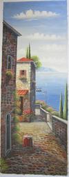 『府城畫廊-手繪油畫』歐風－地中海－風景畫－筆法細膩－60x120－(可加框)－有實體店面，請看關於我聯繫-D536 歷史價格詳細信息