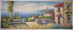 『府城畫廊-手繪油畫』歐風－地中海－風景畫－筆法細膩－60x120－(可加框)－有實體店面，請看關於我聯繫-D536 歷史價格詳細信息