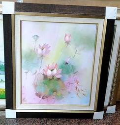 『府城畫廊-手繪國畫』荷花錦鯉畫－九如圖－年年有餘－67x127－(含框價)－有實體店面－請查看關於我聯繫－AB123 歷史價格詳細信息