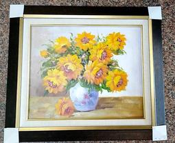 『府城畫廊-手繪油畫』向日葵瓶花畫－欣欣向榮－有朝氣－70x80(含框價)－另有油畫國畫讓您挑選－有實體店面－G1342 歷史價格詳細信息