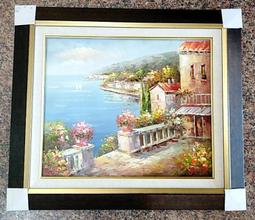 『府城畫廊-手繪油畫』歐風－地中海－風景畫－筆法細膩－60x120－(可加框)－有實體店面，請看關於我聯繫-D536 歷史價格詳細信息