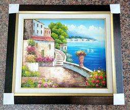 『府城畫廊-手繪油畫』歐風－地中海－風景畫－筆法細膩－60x120－(可加框)－有實體店面，請看關於我聯繫-D536 歷史價格詳細信息