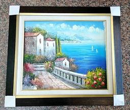 『府城畫廊-手繪油畫』歐風－地中海－風景畫－筆法細膩－60x120－(可加框)－有實體店面，請看關於我聯繫-D536 歷史價格詳細信息