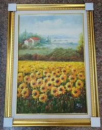 『府城畫廊-手繪油畫』向日葵瓶花畫－欣欣向榮－有朝氣－70x80(含框價)－另有油畫國畫讓您挑選－有實體店面－G1342 歷史價格詳細信息