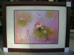 [ 丁銘畫廊 ]荷香圖 荷花 清香萬里 和和氣氣 荷包滿滿-印象風 佳作立體裱框精緻獨特-純手工畫油畫原作品含框裱好價格 歷史價格詳細信息