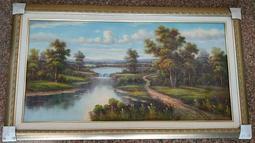 『府城畫廊-手繪油畫』水鄉－風景畫－畫風獨特－70x80－(含框價)－另有油畫國畫讓您挑選－有實體店面－G1145 歷史價格詳細信息