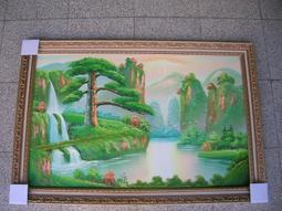 [ 丁銘畫廊 ] 五路財神-聚寶盆-聚財圖-靠山圖-光芒有朝氣-步步高升事事有出路-純手工畫油畫原作品-含框價格-大尺寸 歷史價格詳細信息